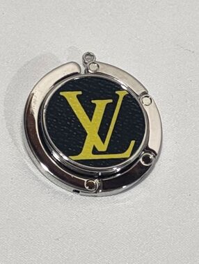 Louis Vuitton Multicolor Yellow Canvas Purse Hook Bag Hanger Silver